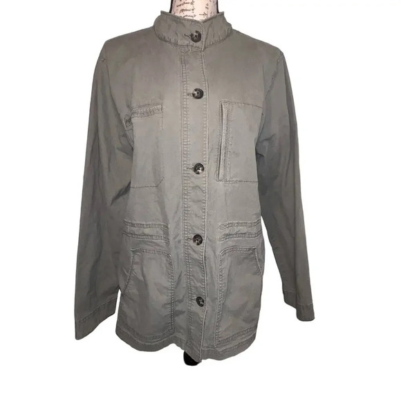 Eddie Bauer XL Womens cargo button front long sleeve zip chest pocket shacket - Picture 1 of 8